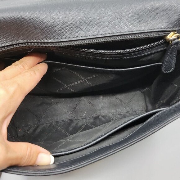 MICHAEL Kors Brandi Top Handle Satchel Black Leather Gold Chain Crossbody Medium - Picture 9 of 15